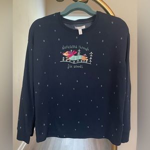 (3/$15) Lauren Conrad Christmas sweatshirt "dachshund through the woods" XS